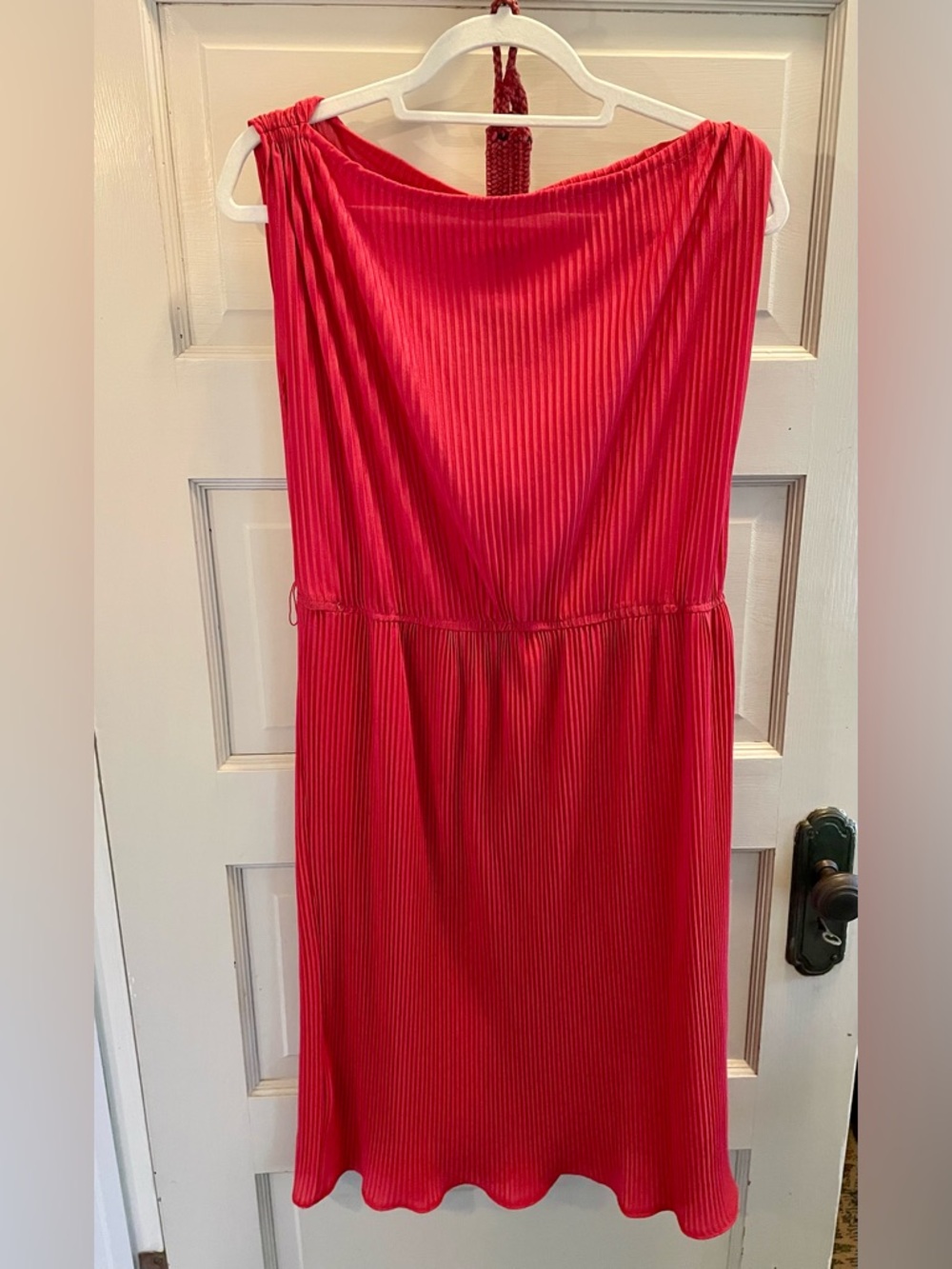 Brick Red Ribbed Sleeveless Dress